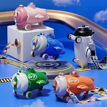 Чашка для воды, детская бутылка для воды, пластиковый стаканчик в форме самолета с соломенной чашкой, портативный герметичный рюкзак для улицы 500ml