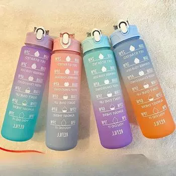 Чашка для воды, градуированная матовая чашка для воды, большая емкость, портативная бутылка для воды, студентка, уличная чашка для воды 900ml розовый