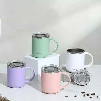 Чашка для воды из нержавеющей стали 304, двухслойная кофейная чашка со сдвижной крышкой, пылезащитная, термостойкая, изолированная кружка, посуда для питья 401-500ml