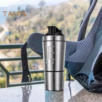 Чашка для воды из нержавеющей стали, 791 мл, чайник для спортивных напитков на открытом воздухе с крышкой, пищевая двухслойная бутылка с большим отверстием для смешивания порошка сывороточного протеина для серебряный