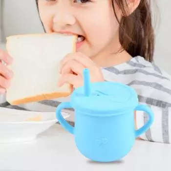 Чашка для воды Мягкая герметичная силиконовая детская соломинка для кормления Питьевой стакан для дома розовый