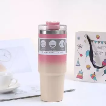 Чашка для воды на 30 унций, герметичный стакан из нержавеющей стали с вакуумной изоляцией, крышкой и соломинкой 30oz зелёный