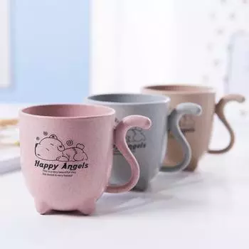 Чашка для воды с эргономичной ручкой, большая емкость, без бисфенола А, детская мультяшная чашка-непроливайка для малышей розовый