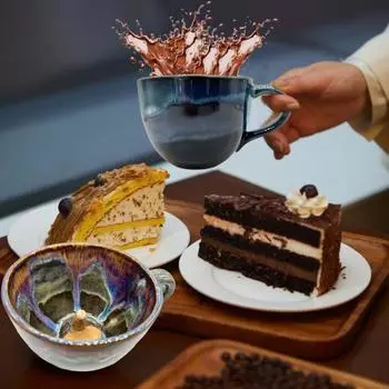 Чашка для воды «Сюрприз в виде колбасы» Кружка ручной работы с необычным дизайном в виде колбасы и скрытым сюрпризом синий