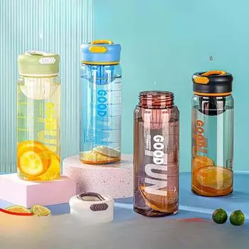 Чашка для воды, удобная чашка для студентов, портативная пластиковая чашка для занятий спортом, фитнесом и защитой от падения с бутылкой для чая, чашка для воды большой емкости 650ml зелёный