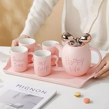 Чашка для воды в гостиной, кофейный набор, набор для дома, керамический чайник для воды в Европе, чайный сервиз белый