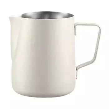 Чашка для вспенивания молока с прозрачной шкалой, эргономичной ручкой, чашка из нержавеющей стали для кофе, латте, для домашней кухни M белый