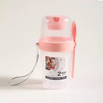 Чашка для завтрака, фруктов, овсянки, йогурта, салата с крышкой и ложкой, двухслойная коробка для хранения продуктов, коробка для бенто, коническая чаша для фитнеса с пониженным содержанием жира белый