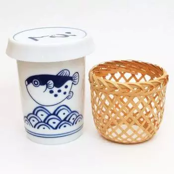 Чашка фин сакэ с посудой Хакама Нами Фугу Филе Саке Мино