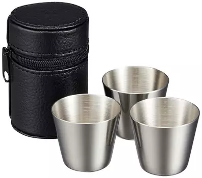 Чашка из нержавеющей стали 3P с кожаным чехлом емкостью 30 мл стильная для улицы [Belmont] BM-242