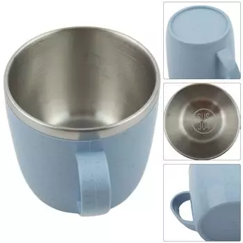 Чашка из нержавеющей стали, двухслойная, ударопрочная, противоожоговая, кружки для кофе, чая, напитков, воды, для детей, посуда для питья с ручкой