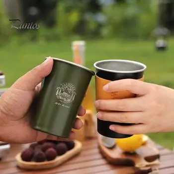 Чашка из нержавеющей стали, термостойкая, нержавеющая, пищевая, можно мыть в посудомоечной машине, на открытом воздухе, для кемпинга, для пива, чая, кружка для кофе S зелёный