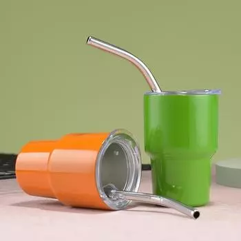 Чашка из нержавеющей стали Yousheng, 60 мл, с соломинкой и крышкой, антикоррозийная, универсальная, минималистичная, антикоррозийная чашка для воды для коктейлей, соков синий