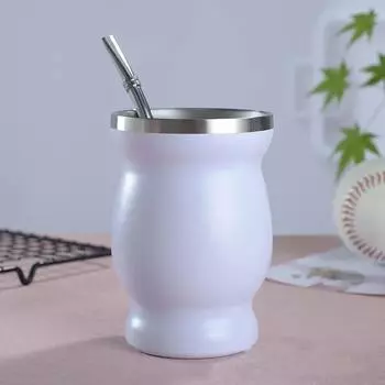 Чашка Mate из нержавеющей стали 304 с набором ложек-соломинок, разноцветная, опциональная, в форме тыквы, для улицы, большие чашки Belly 201-300ml
