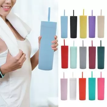 Чашка-непроливайка с широким горлом, 16 унций, с трубочкой и крышкой, герметичная, герметичная, с изоляцией, для дома, офиса, спортзала, путешествий 480ml белый