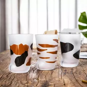 Чашка японского кота, чашка японской кошки, стеклянная чашка с изображением животных, кружка с милым принтом кота, чашка для кофе и молока One Size