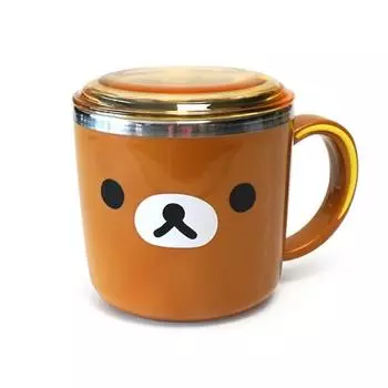 Чашка Rilakkuma из нержавеющей стали с лицевой крышкой, разные цвета, 1 шт.