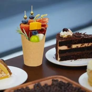 Чашка с бамбуковыми палочками для коктейлей, прозрачный подарочный пакет с завязками, 14 унций картофеля фри