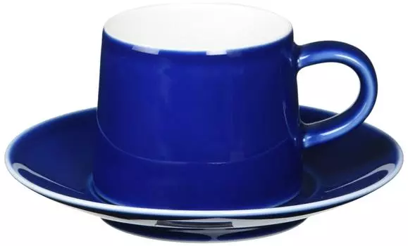 Чашка с блюдцем Hakusan Pottery, синяя чашка 10 x x 6 см, тарелка x 2 см, серия Hasami, сделано в Японии, в форме буквы М (ок.) 7 13,5 М-образный синий