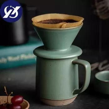 Чашка с фильтром для кофе, мытая вручную, керамическая чашка капельного типа, коническая кружка для кофе с молоком и одним отверстием, посуда для напитков