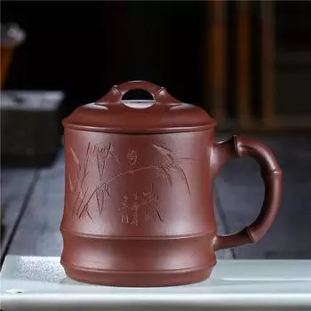 Чашка с фиолетовым песком, большая бамбуковая секция, чашка для чая 550 мл 501-600ml