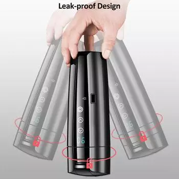 Чашка с подогревом для автомобиля, 12 В, 24 В, дорожная кружка из нержавеющей стали с подогревом, 400 мл, умная домашняя автомобильная кружка двойного назначения чёрный