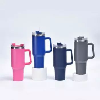 Чашка с ручкой из нержавеющей стали, двухслойная вакуумная чашка с ручкой, предотвращающая падение и утечку, автомобильная кружка для льда 800ml