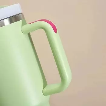 Чашка с ручкой на 40 унций, второе поколение, новая, из нержавеющей стали, термоизоляция, охлаждение, двойной вакуум, автомобильная чашка, ручка, чашка для дома 1-1.5L светло-зеленый