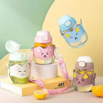 Чашка с соломинкой для девочек, красивая новая портативная чашка для воды, летняя, устойчивая к высоким температурам, устойчивая к падениям 500ml