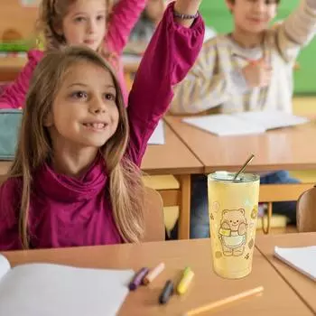 Чашка с соломой в виде медведя, кружка для путешествий из нержавеющей стали, стаканы для воды большой емкости для холодных и горячих напитков CHINA