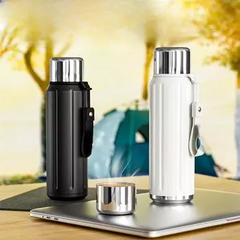 Чашка со стаканом воды, внутренняя термос из нержавеющей стали 316, 600 мл, дорожная кружка большой емкости 600ml белый