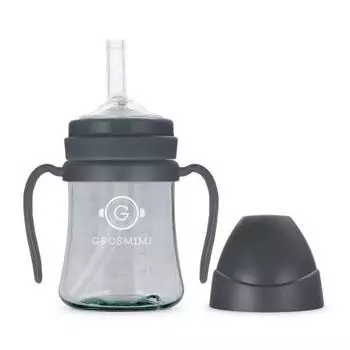 Чашка-соломка Gromimi PPSU dark series, уголь, 1 шт., 200мл