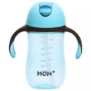 Чашка-соломка Mom Plus 260мл, синяя, 1 шт.
