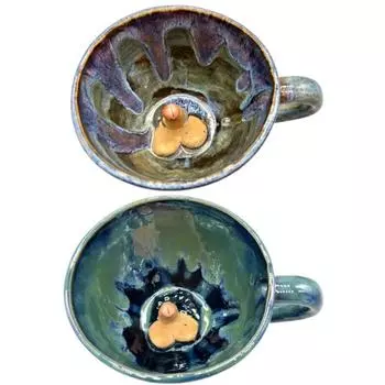 Чашка-сюрприз в виде колбасы, керамическая чашка ручной работы, покрытая глазурью - забавная и уникальная чашка One Size циан