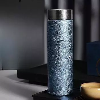 Чашка-термос из чистого титана внутри и снаружи. Двойной титановый высоковакуумный бизнес-термос. Чашка для воды. Автомобильный чай. Сепаратор воды. Чашка для чая. 500ml