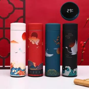 Чашка-термос из нержавеющей стали 304, чашка для теплой воды, портативные чайные чашки большой емкости для мужчин и женщин в китайском стиле. 500ml белый