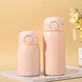 Чашка-термос из нержавеющей стали 304 с эластичной крышкой с одной кнопкой, автомобильная чашка для студентов, чтобы пить простые и модные чашки для воды. розовый