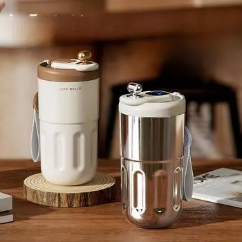 Чашка-термос из нержавеющей стали Bio 316 с высоким уровнем внешнего вида, охлаждение, портативный автомобильный термос, чашка для кофе 410ML серебряный/кофейный