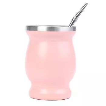 Чашка Yerba Mate из нержавеющей стали 304, аргентинская тыква Yerba Mate на 8 унций с бомбильями розовый