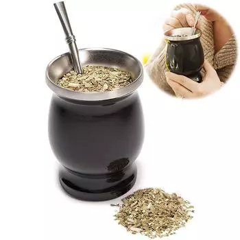 Чашка Yerba Mate из нержавеющей стали 304 с двойными стенками, аргентинская тыква Yerba Mate, 8 унций, с бомбочками и щеткой для чистки