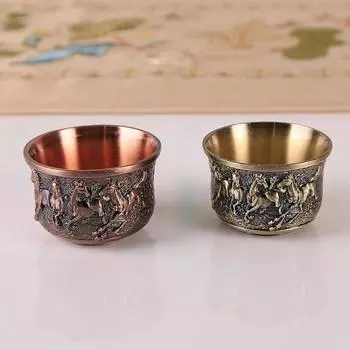 Чашка Yousheng Teacup противоскользящая компактного размера из цинкового сплава с эстетическим рельефным узором для ликера для банкета J