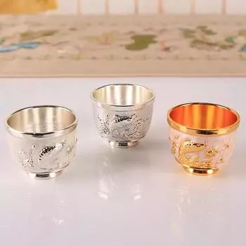 Чашка Yousheng Teacup Retro полированная из цинкового сплава с блестящей поверхностью для офиса G