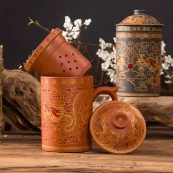 Чашки для чая объемом 360 мл с фильтрующими крышками, расписанные вручную чашки для чая, керамические кружки 360ml