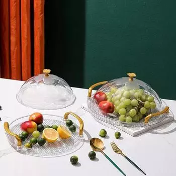 Чашки для чая, стаканы для воды, пластиковые подносы для чая Тарелка для фруктов в скандинавском стиле Коммерческий поднос для хранения Легкий роскошный круглый поднос из ПЭТ