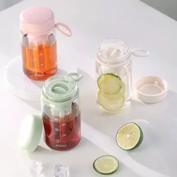 Чашки для холодного заваривания объемом 450 мл с сетчатым фильтром для шкалы, портативная кофейная чашка, герметичная, сепаратор для холодного заваривания чая, бутылки для питьевой воды 450ml