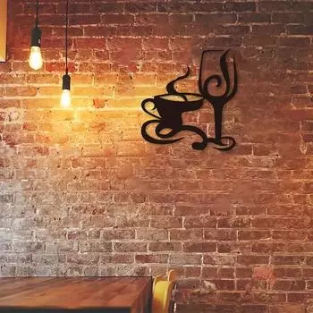 Чашки для кофе и вина из железа. Стильный декор для дома и улицы. Идеально подходит для гостиной и украшения стен. Идеально подходит для дома. светло-серый