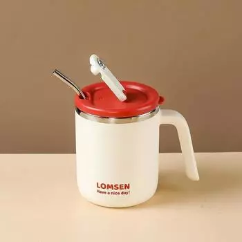 Чашки для кофе из нержавеющей стали 304, кружка для воды с соломинкой, бытовая, офисная, дорожная, термостойкая, питьевая посуда, подарки 500ML