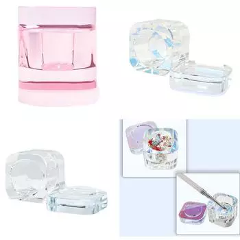 Чашки для ногтей акриловая жидкость прозрачное стекло миска для жидкости мономера для ногтей увлажняющая емкость держатель акриловой пудры стеклянная банка розовый