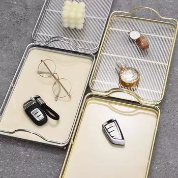 Чашки для воды Большой прямоугольный поднос с прочными ручками Изысканное качество изготовления Светоотражающий внешний вид Универсальный для гостей Праздник M серебряный