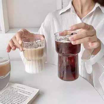 Чашки из боросиликатного стекла для льда, кофейные чашки в американском стиле, с вертикальным узором, однослойные чашки для домашнего хозяйства, молока, сока, напитков other